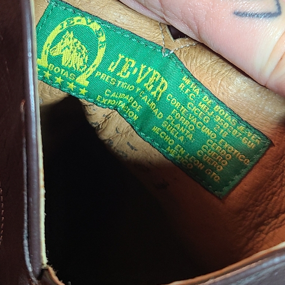 Vintage Botas Je-Ver Men's Western Leather Style 3438 Boots & Bag - Picture 3 of 5